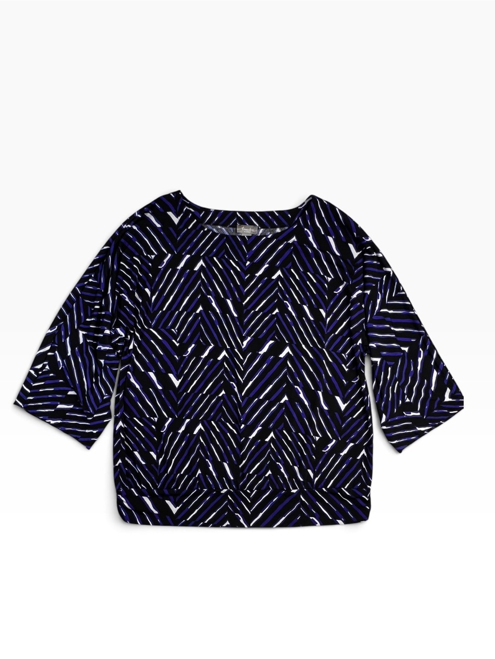 Travelers Chicos Size 2 Black Purple Chevron Dolman Sleeve Stretch Tunic Top